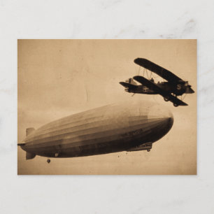 Die Graf Zeppelin nähert sich New York City 1928 Postkarte