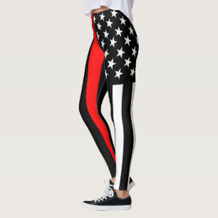 Die Grafik der Red Line American Flag auf Leggings