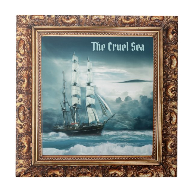 Die grausame See - Schiff unter Segel Fliese (Vorderseite)