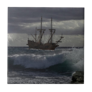 Die grausame See - Schiff unter Segel Fliese