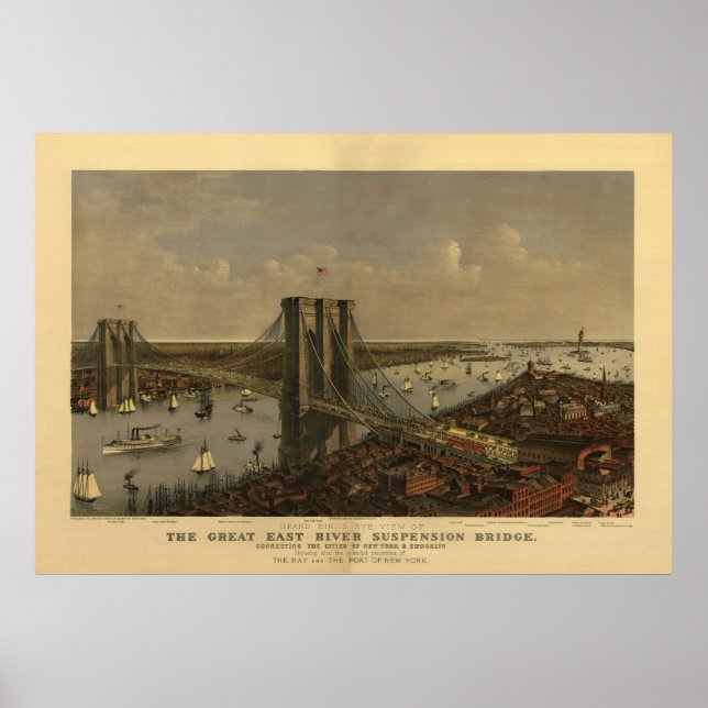 Die Great East River Suspension Bridge Poster (Vorne)