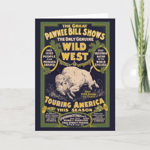 Die Great Pawnee Bill Shows, Vintage Zirkusposter Karte