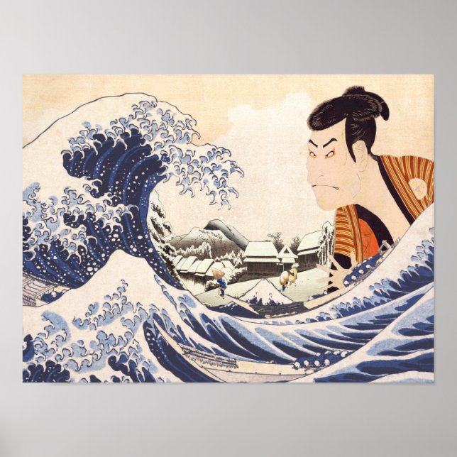 Die Great Wave Ukiyoe Collagen Poster (Vorne)