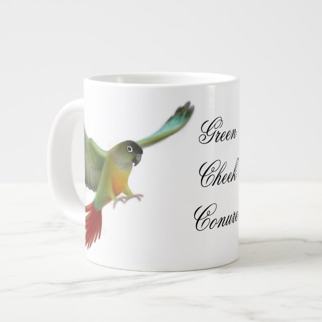 Die "Green Cheek Conure"-Tasse Jumbo-Tasse (Vorderseite Links)