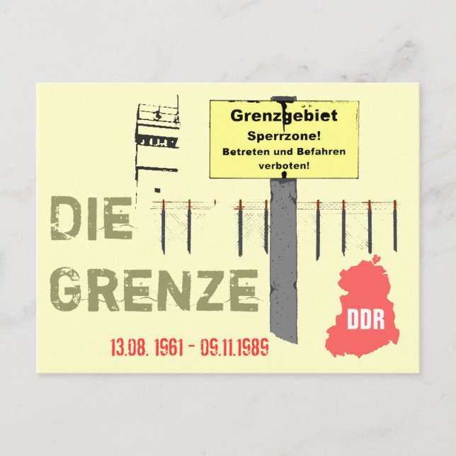Die Grenze DDR-Design Postkarte (Vorderseite)