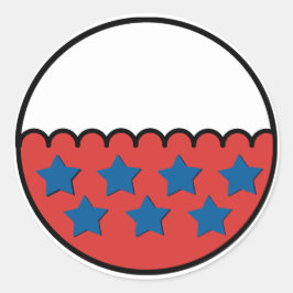 Die Grenze ist weiß und rot mit blauen Sternen Runder Aufkleber