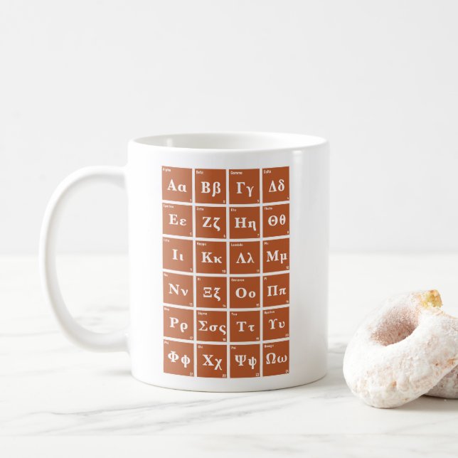Die griechische Alphabet Kaffeetasse (Mit Donut)