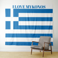 Die griechische Flagge Mykonos ist besonders groß