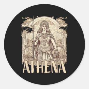 Die griechische Mythologie_ Athena die Göttin der  Runder Aufkleber