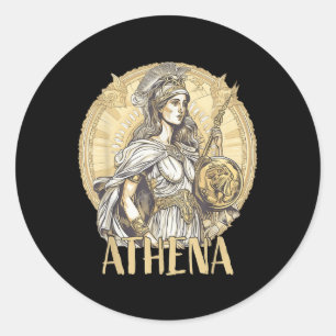 Die griechische Mythologie_ Athena die Göttin der  Runder Aufkleber