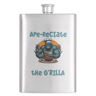 Die G'rilla Master GRILLEN Griller Fun Pun schätze Flachmann