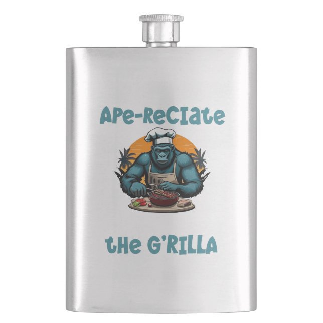 Die G'rilla Master GRILLEN Griller Fun Pun schätze Flachmann (Vorderseite)