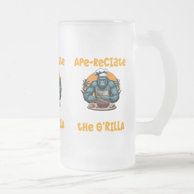 Die G'rilla Master GRILLEN Griller Fun Pun schätze Mattglas Bierglas (Rechts)