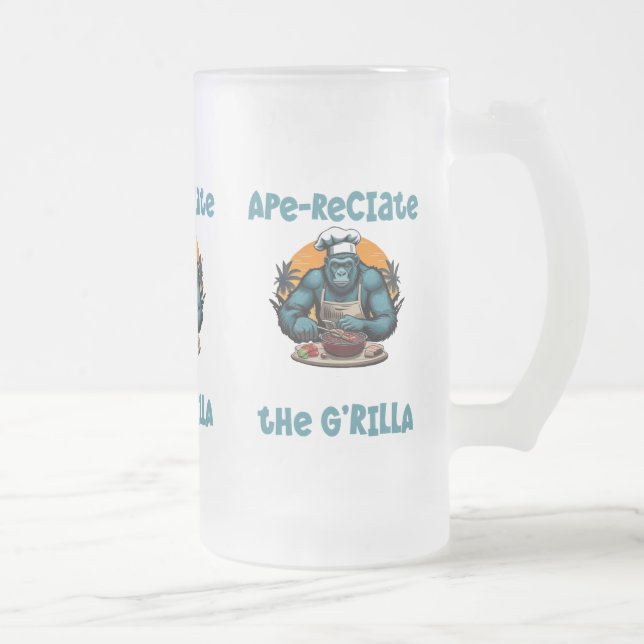 Die G'rilla Master GRILLEN Griller Fun Pun schätze Mattglas Bierglas (Rechts)