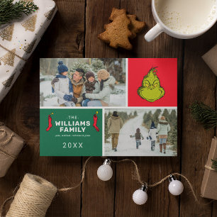 Die Grinch-Weihnachts-Familien-Fotocollage Feiertagskarte