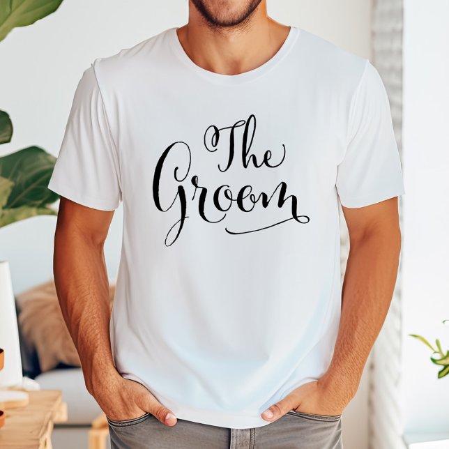 Die Groom Black Modern Script Hochzeit T-Shirt (Von Creator hochgeladen)