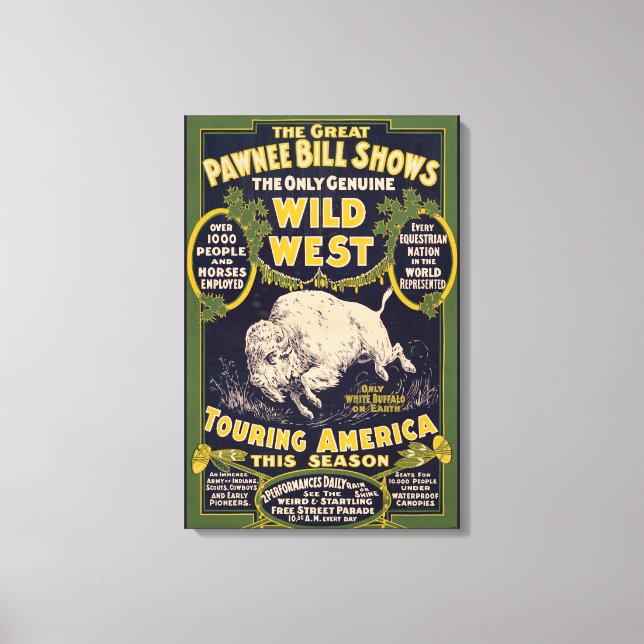 Die großartige "Pawnee Bill" zeigt, Vintages Zirku Leinwanddruck (Vorderseite)