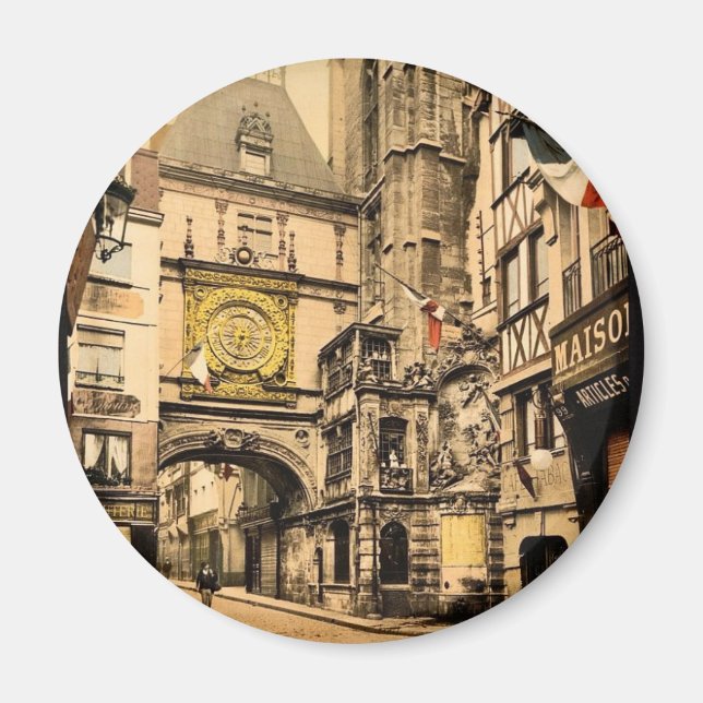 Die großartige Uhr, Rouen, Frankreich Vintag Fotoc Magnet (Vorne)