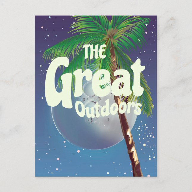 Die große Außenpalme und der Mond Postkarte (Vorderseite)