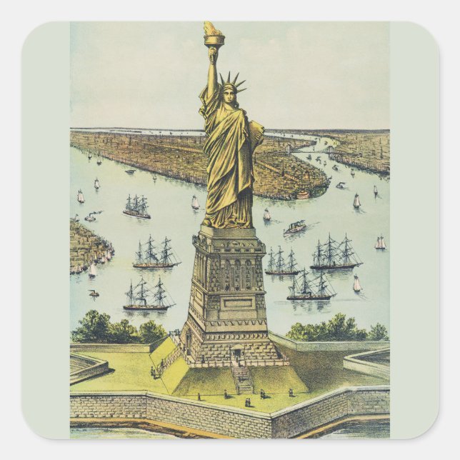 Die große Bartholdi-Statue, Freiheitsstatue Quadratischer Aufkleber (Vorderseite)
