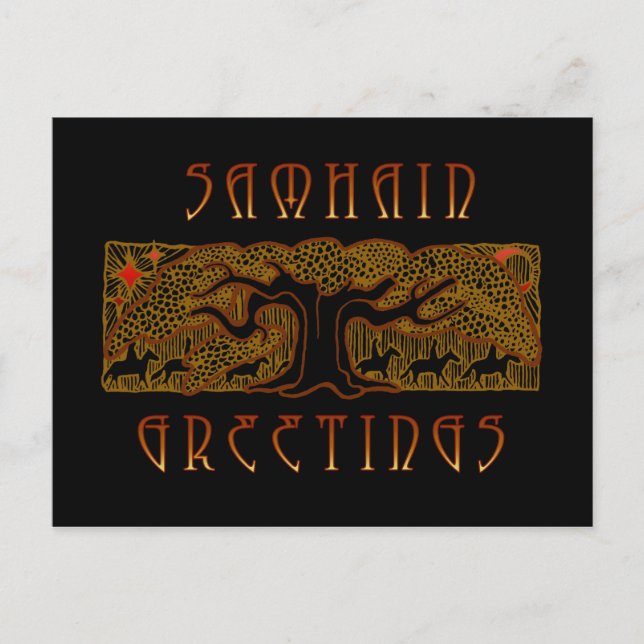 Die große Baumsamhain-Karte Postkarte (Vorderseite)