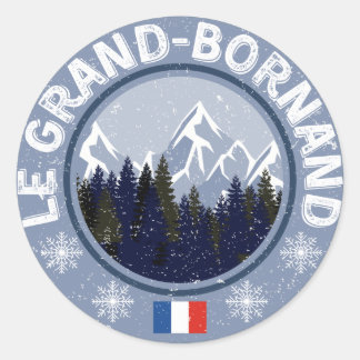 Die Große Bornand Skistation Runder Aufkleber