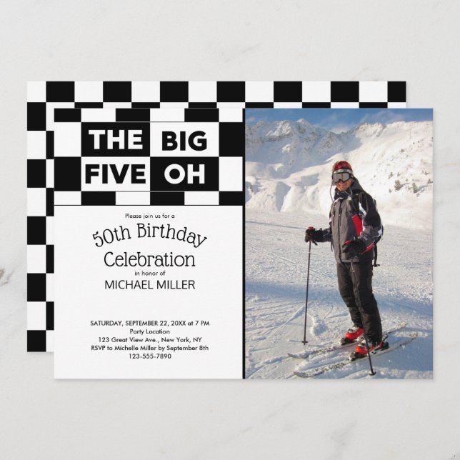 Die große Einladung zum 50. Geburtstag des Fotos (Vorne/Hinten)