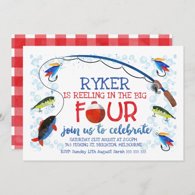 Die große Einladung zum vier Geburtstag (Vorne/Hinten)