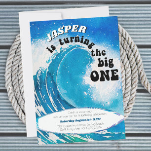 Die große erste Ozean-Surf-Welle zum 1. Geburtstag Einladung