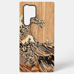 Die große Hokusai-Welle im Bambus-Holzeinlege-Stil Samsung Galaxy Hülle