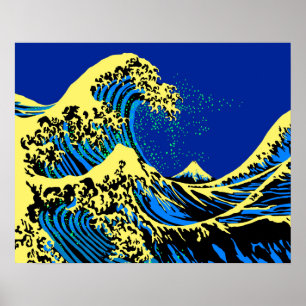 Die große Hokusai-Welle im Pop Art Deco Poster