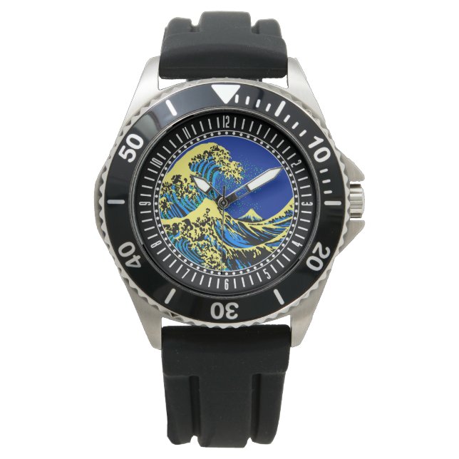 Die große Hokusai-Welle im Pop Art Style Dial Armbanduhr (Vorderseite)