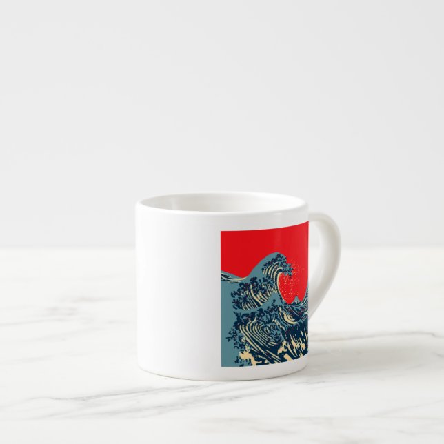 Die große Hokusai-Welle im Stil der Hope Art Espressotasse (Vorderseite Rechts)