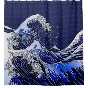 Die große Hokusai Welle in der Chrom-Art Duschvorhang