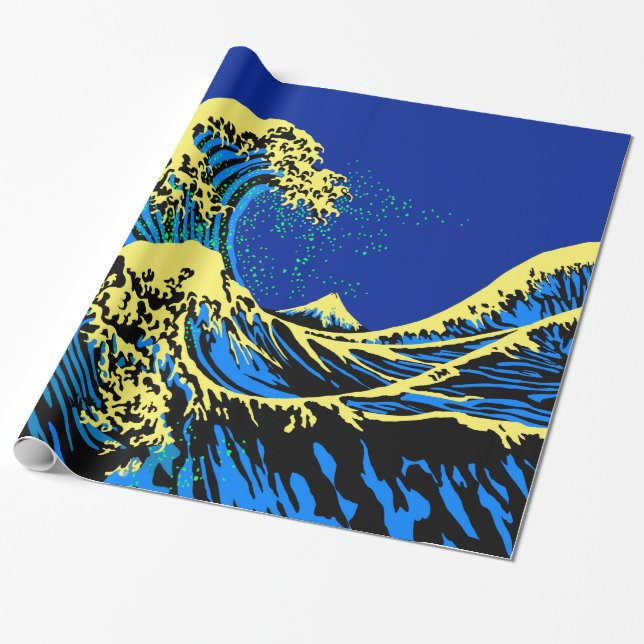Die große Hokusai-Welle in Pop Art Style Accent Geschenkpapier (Ungerollt)
