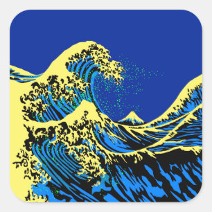 Die große Hokusai-Welle in Pop Art Style Accent Quadratischer Aufkleber