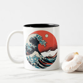 Die große Kanagawa-Retro-Welle Zweifarbige Tasse