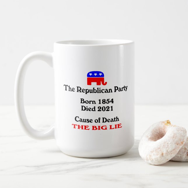 Die große Lüge: Die republikanische Party verursac Kaffeetasse (Mit Donut)