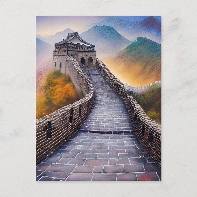 Die Große Mauer der China ist eine der ikonischste Postkarte (Vorderseite)