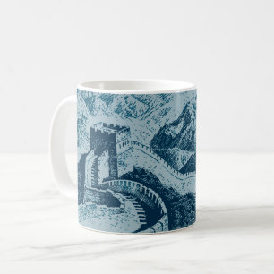 Die große Mauer in Blau Tasse