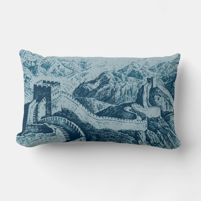 Die Große Mauer in Navy Blue Lendenkissen (Vorderseite)