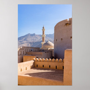 Die Große Moschee und das Minarett in Nizwa - Oman Poster