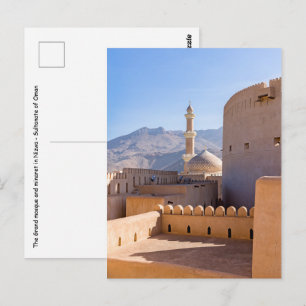 Die Große Moschee und das Minarett in Nizwa - Oman Postkarte