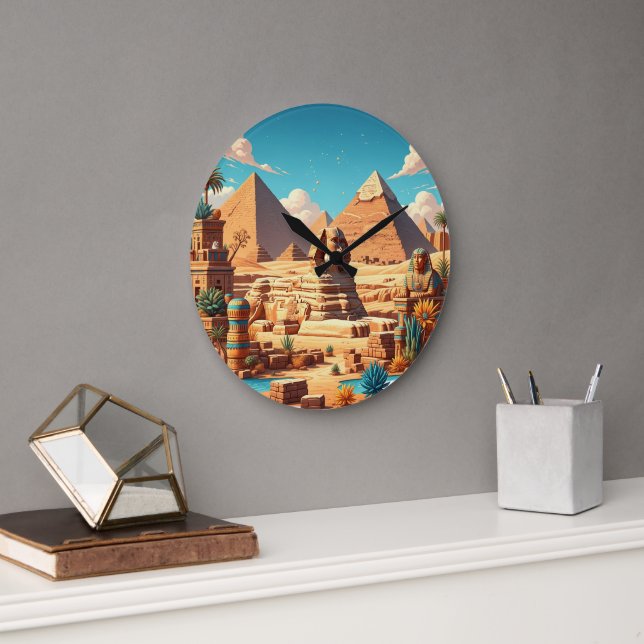 Die große Pyramiden und die sphinxzeitlose Wall-Uh Wanduhr (Büro)