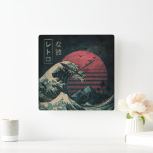 Die große Retrowelle Classic Quadratische Wanduhr