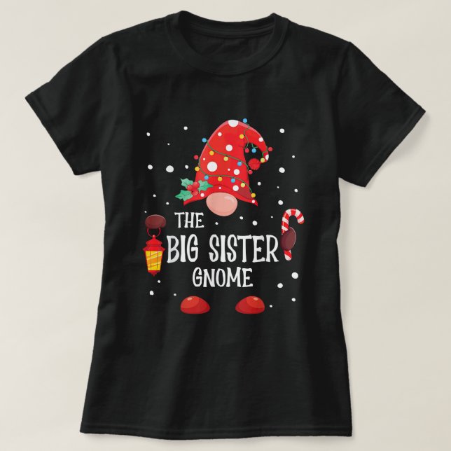 Die große Schwester Gnome Matching Family Weihnach T-Shirt (Design vorne)