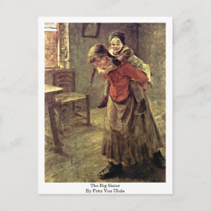 Die große Schwester von Fritz von Uhde Postkarte