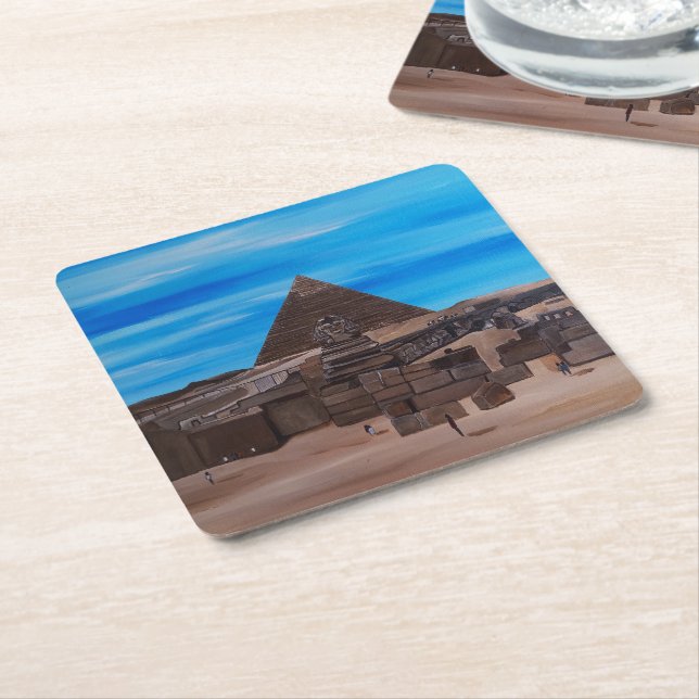 Die Große Sphinx und die Pyramide von Khafre Rechteckiger Pappuntersetzer (angewinkelt)