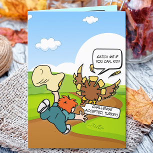 Die große Truthahnjagd Ein lustiger Thanksgiving Feiertagskarte