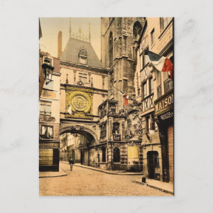 Die große Uhr, Rouen, Frankreich Vintage Photochro Postkarte
